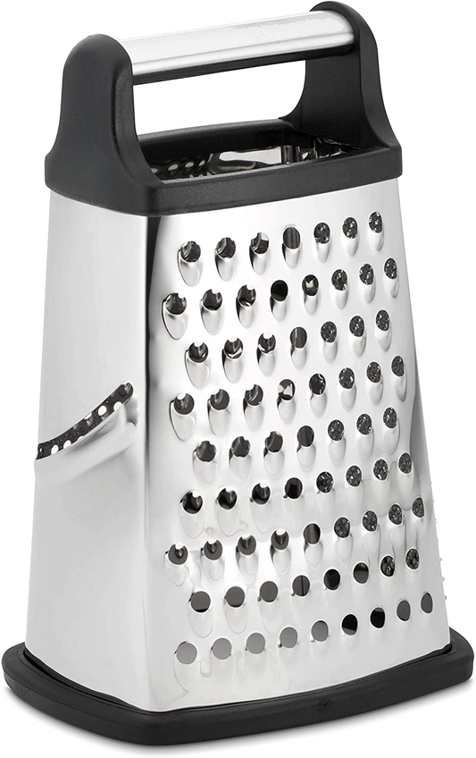 Spring Chef Professional Box Grater, Stainless Steel with 4 Sides, Best for Parmesan Cheese, Vegetables, Ginger, XL Size, Red