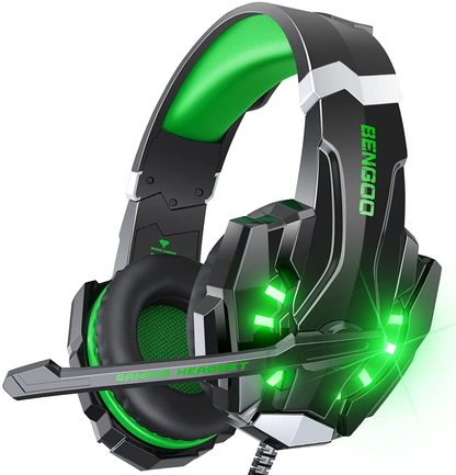 BENGOO G9000 Stereo Gaming Headset for PS4, PC, Xbox One Controller, Noise Cancelling Over Ear Headphones with Mic, LED Light, Bass Surround, Soft Memory Earmuffs (Orange)