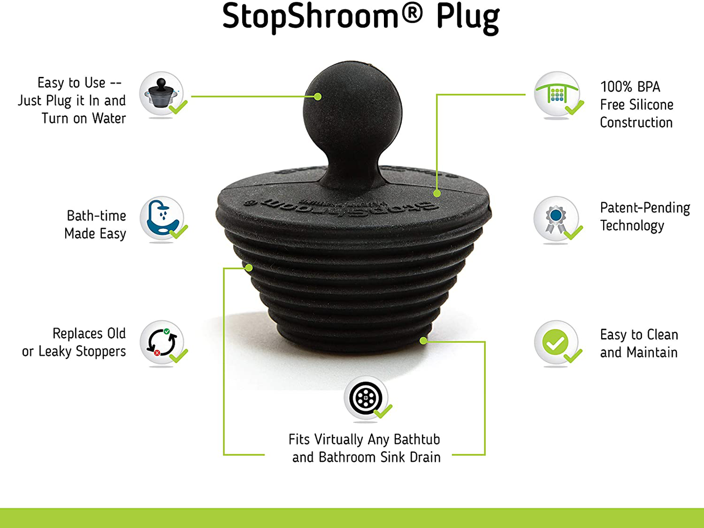 TubShroom Ultra Revolutionary Bath Tub Drain Protector Hair Catcher/Strainer/Snare, Stainless Steel