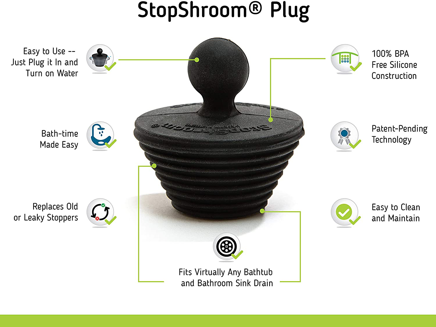 TubShroom Ultra Revolutionary Bath Tub Drain Protector Hair Catcher/Strainer/Snare, Stainless Steel