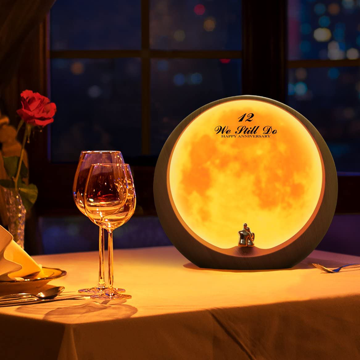 mamre Moon Ambient Light DIY Anniversary Wedding Valentines Day Gift Ideas Art Décor, Love Beneath The Red Moon