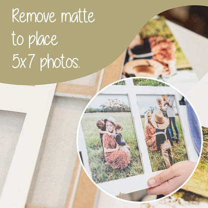 GLM Farmhouse Window Frame Holds Four 4x6 and 5x7 Photos, Farmhouse Picture Frames With Mat and Glass, Photo Collage Frame and Rustic Farmhouse Decor (Brown)