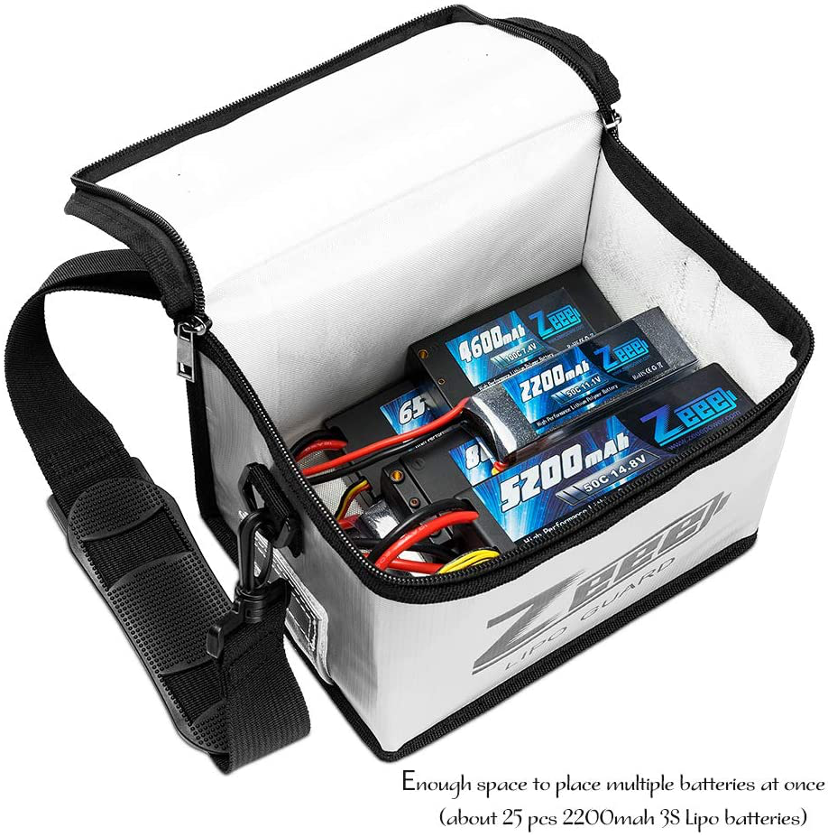 Zeee Lipo Safe Bag Fireproof Explosionproof Bag Large Capacity Lipo Battery Storage Guard Safe Pouch for Charge & Storage(8.46 x 6.5 x 5.71 in )