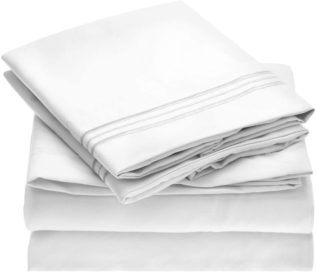 Mellanni Bed Sheet Set - Brushed Microfiber 1800 Bedding - Wrinkle, Fade, Stain Resistant - 3 Piece (Twin, Baby Blue)