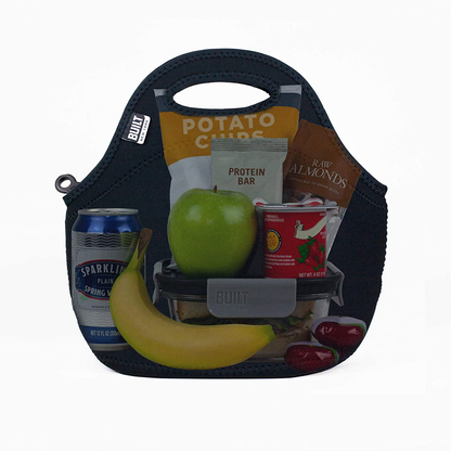 BUILT Gourmet Getaway Soft Neoprene Lunch Tote Bag - Lightweight, Insulated and Reusable Black LB31-BLK