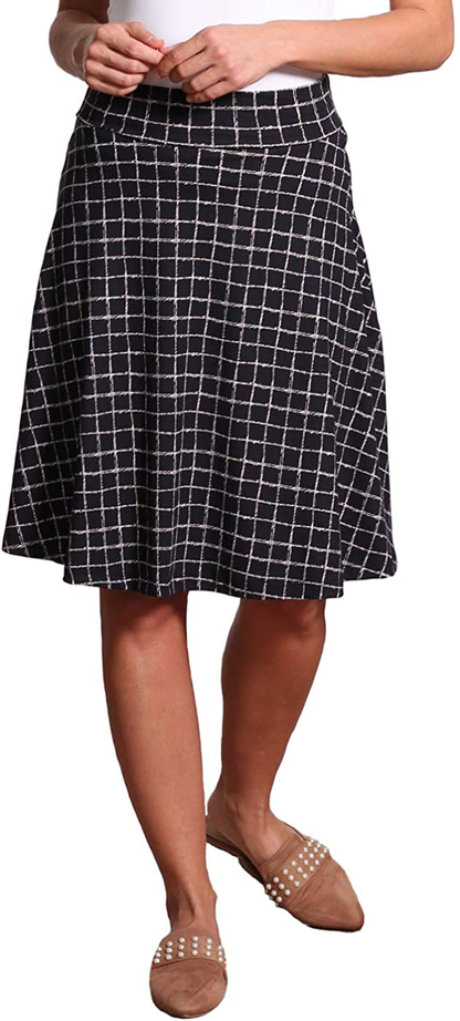 Popana Womens Casual Knee Length A-Line Stretch Midi Skirt Plus Size Made in USA