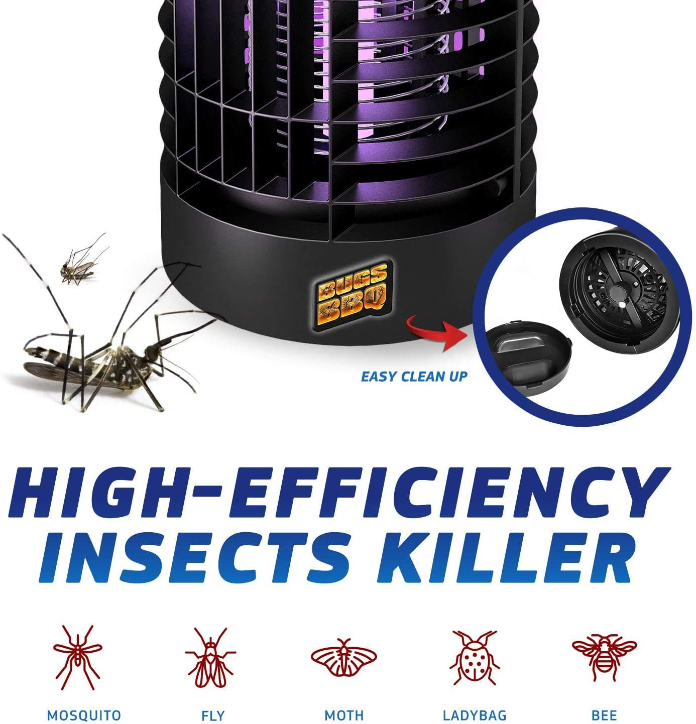 Bug Zapper Indoor and Outdoor - Insects Killer - Fly Trap Outdoor Patio - Insect Killer Zapper - Mosquito Trap - Insect Zapper - Mosquito Attractant Trap - Fly Zapper - Bug Zapper Table Top (Black)