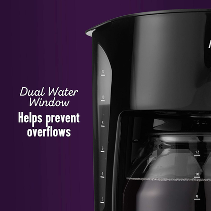 Mr. Coffee 12-Cup Coffee Maker, Black