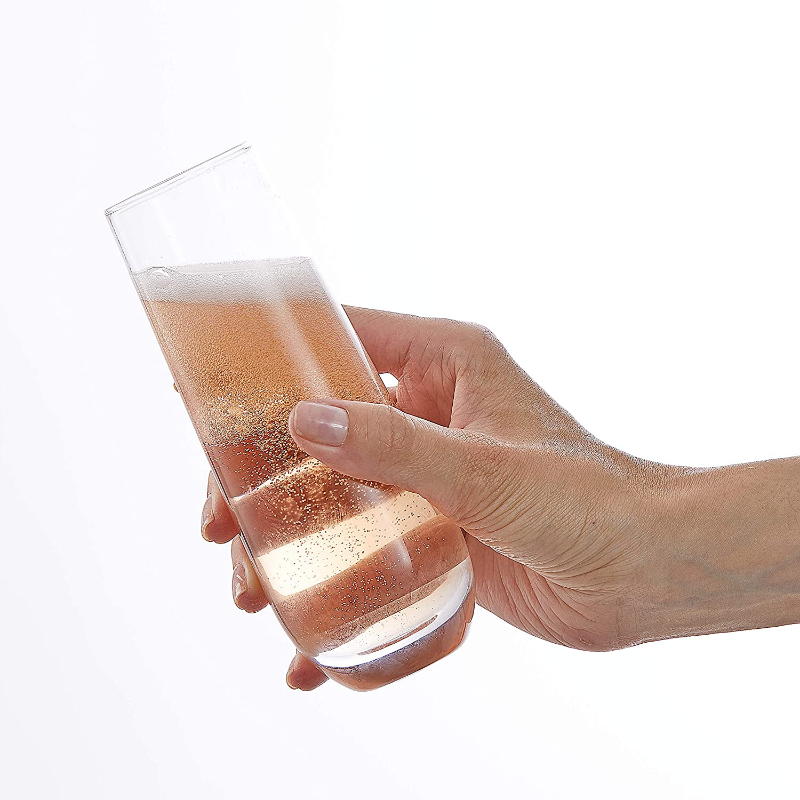 Set of 8 Stemless Crystal Champagne Flutes 9.4oz each