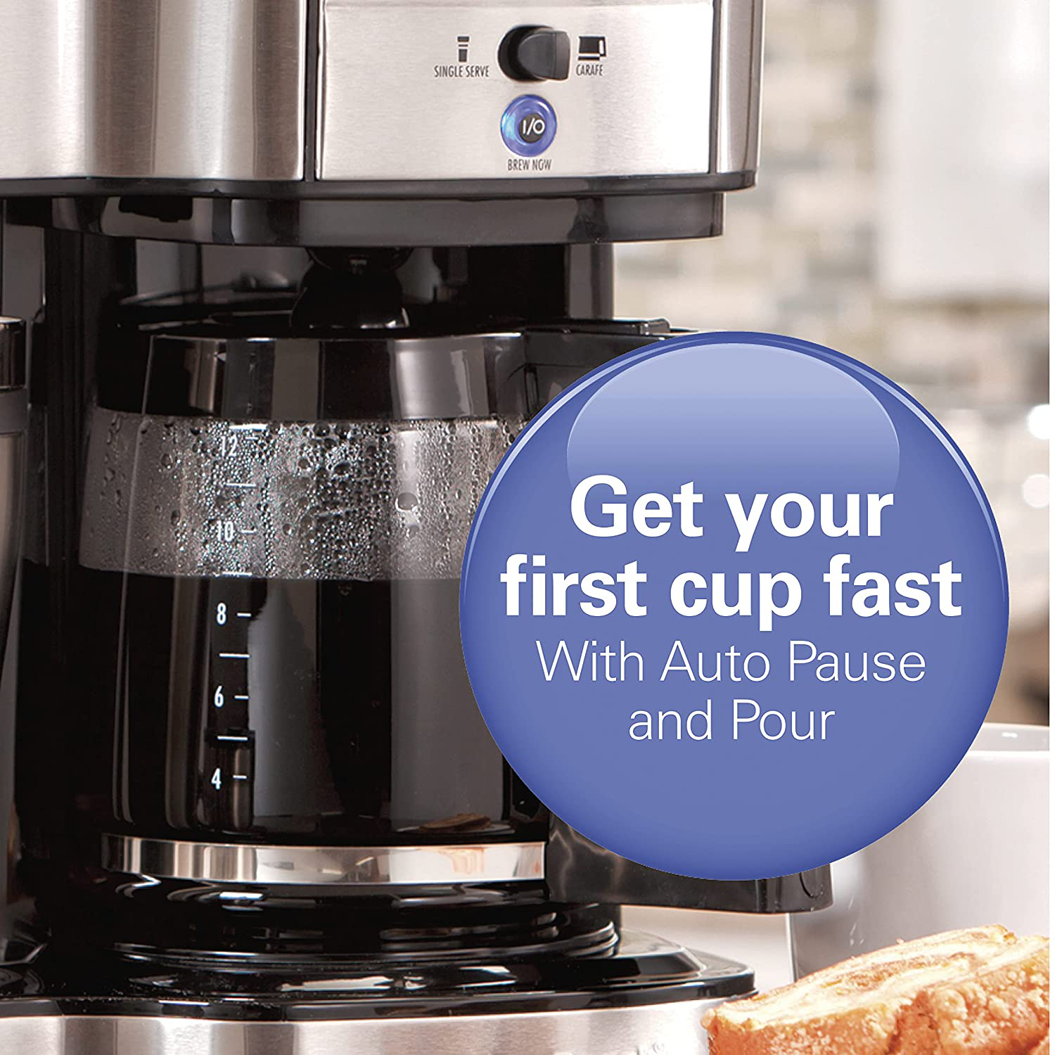 Hamilton Beach 2-Way Brewer Coffee Maker, Single-Serve and 12-Cup Pot, Stainless Steel (49980A), Carafe