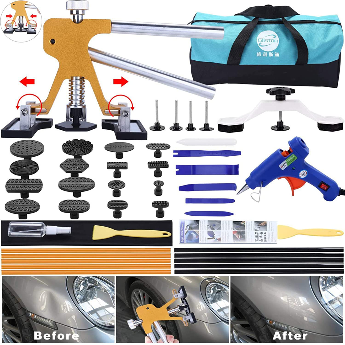 GLISTON 5pcs Auto Trim Removal Tool Car Pry Tool Kit, Door Panel Clip Removal Set for Vehicle Dash Radio Audio Installer
