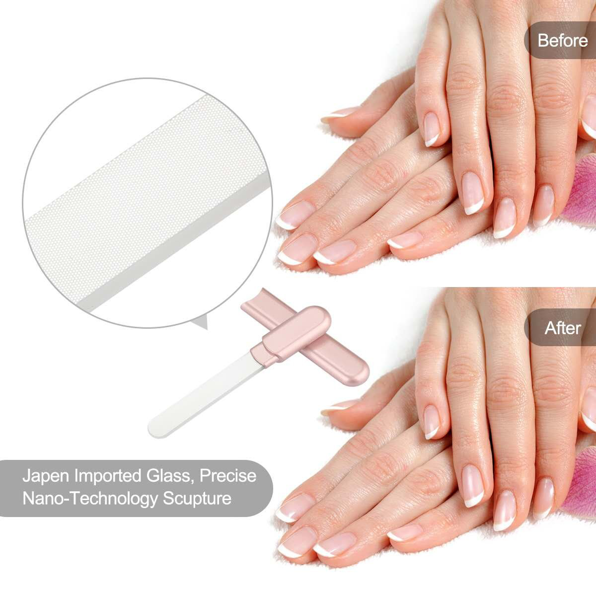 Premium Glass Nail File With Case, Crystal Diamond Salon Best Beauty Nail Buffer
