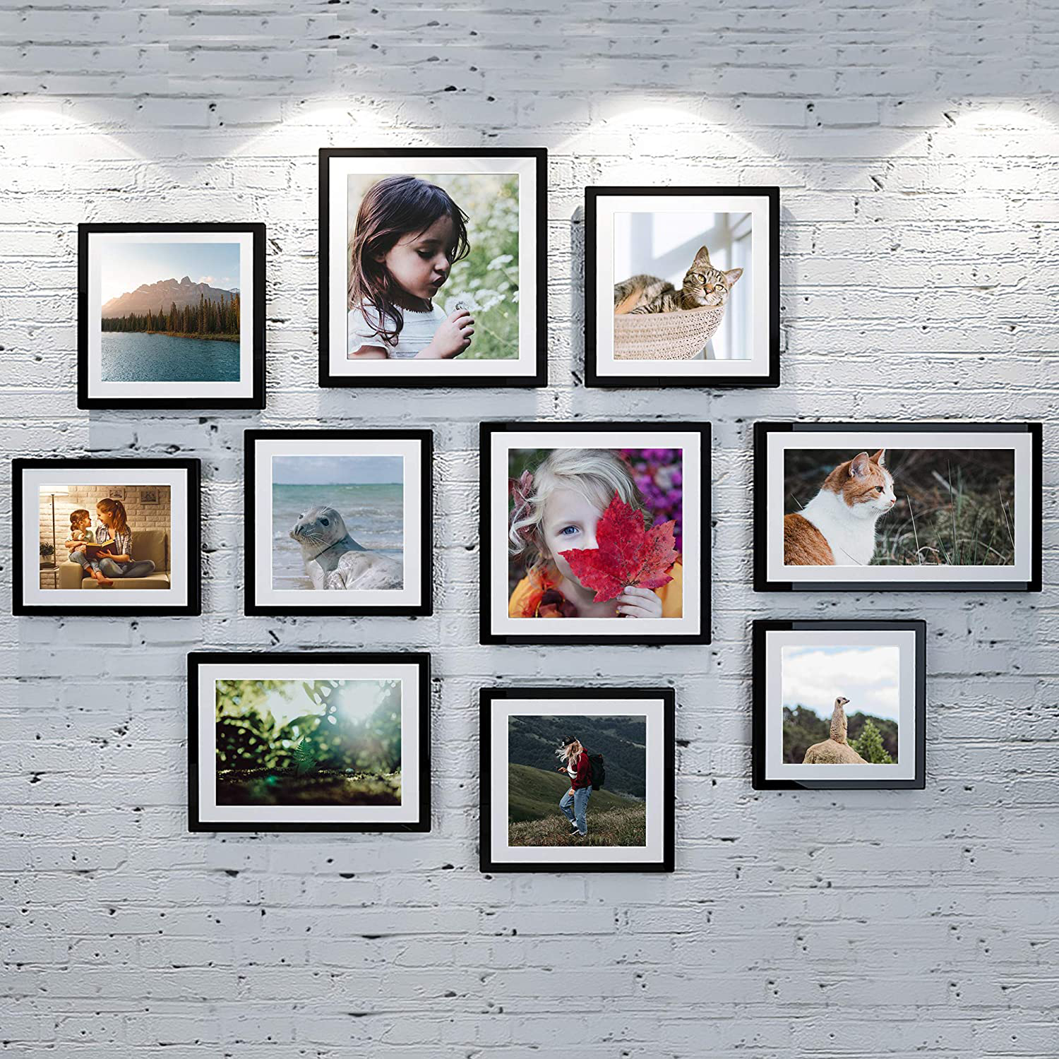 upsimples 11x14 Picture Frame Set of 5,Display Pictures 8x10 with Mat or 11x14 Without Mat,Wall Gallery Photo Frames,Iron Red