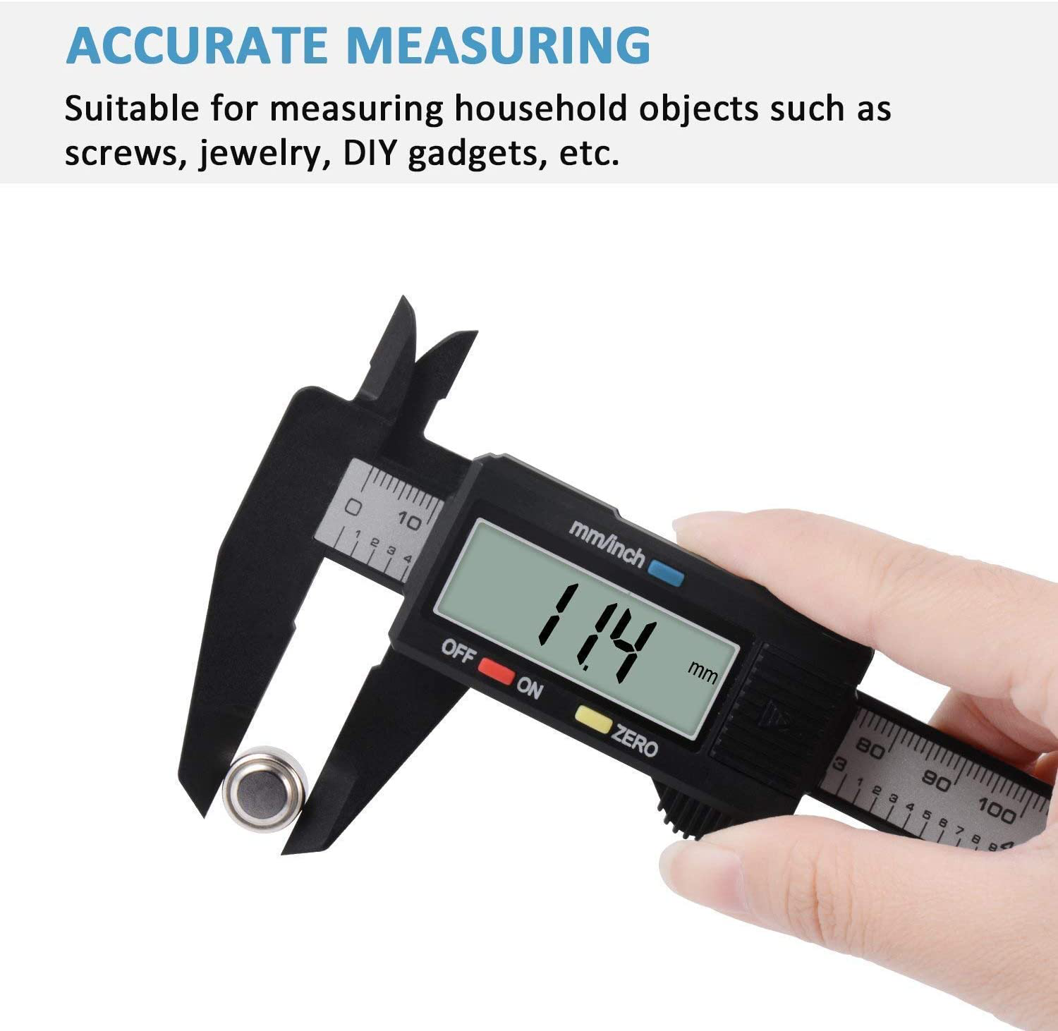 Digital Caliper, Adoric 0-6" Calipers Measuring Tool - Electronic Micrometer Caliper with Large LCD Screen, Auto-Off Feature, Inch and Millimeter Conversion