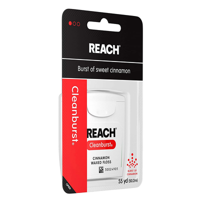 Reach Cleanburst Waxed Dental Floss, Oral Care, Cinnamon Flavored, 55 Yards (Pack of 6)