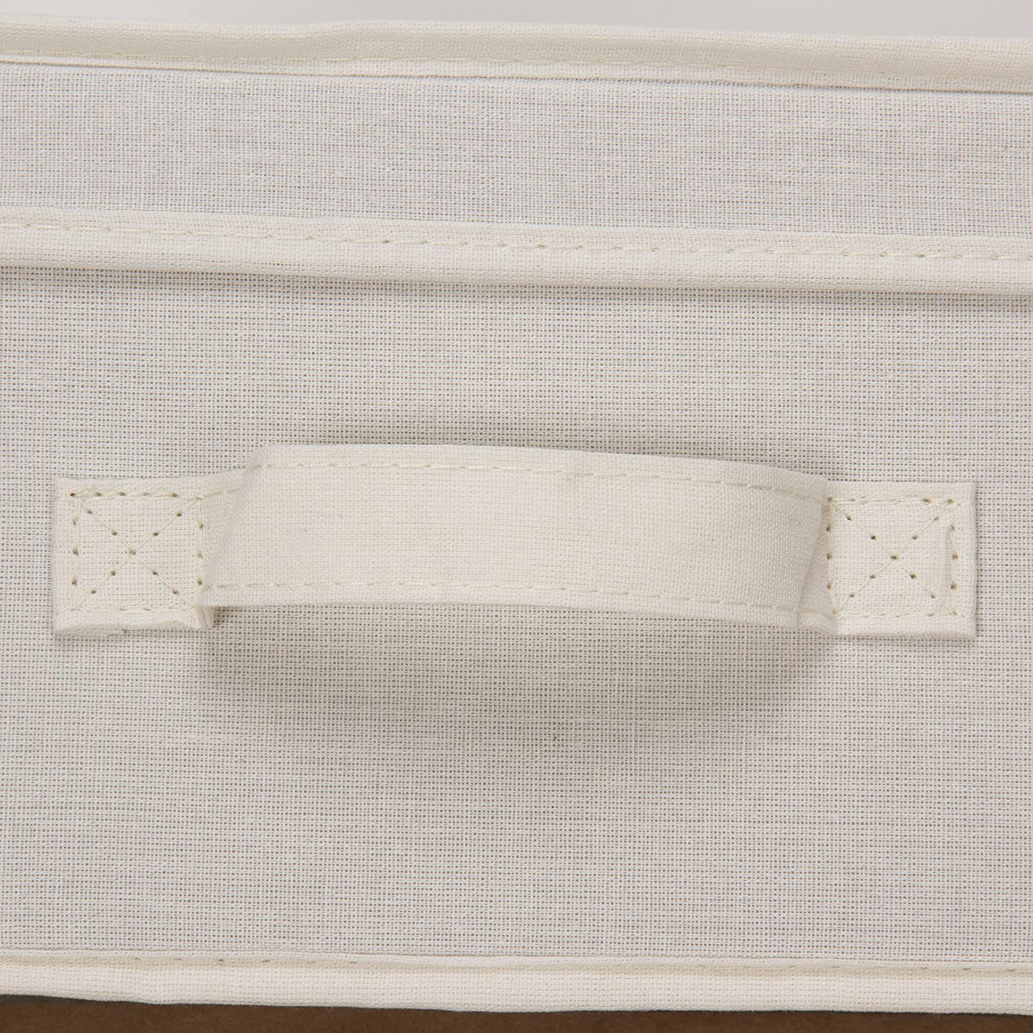 Household Essentials 111 Storage Box with Lid and Handle - Natural Beige Canvas - Medium,Natural Trim