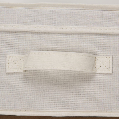 Household Essentials 111 Storage Box with Lid and Handle - Natural Beige Canvas - Medium,Natural Trim