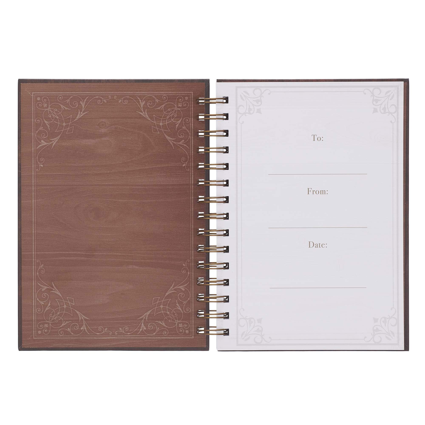 Christian Art Gifts Large Hardcover Notebook/Journal | Man of God – 1 Timothy 6:11 Bible Verse | Names of God Brown Inspirational Wire Bound Spiral Notebook w/192 Lined Pages, 6” x 8.25”
