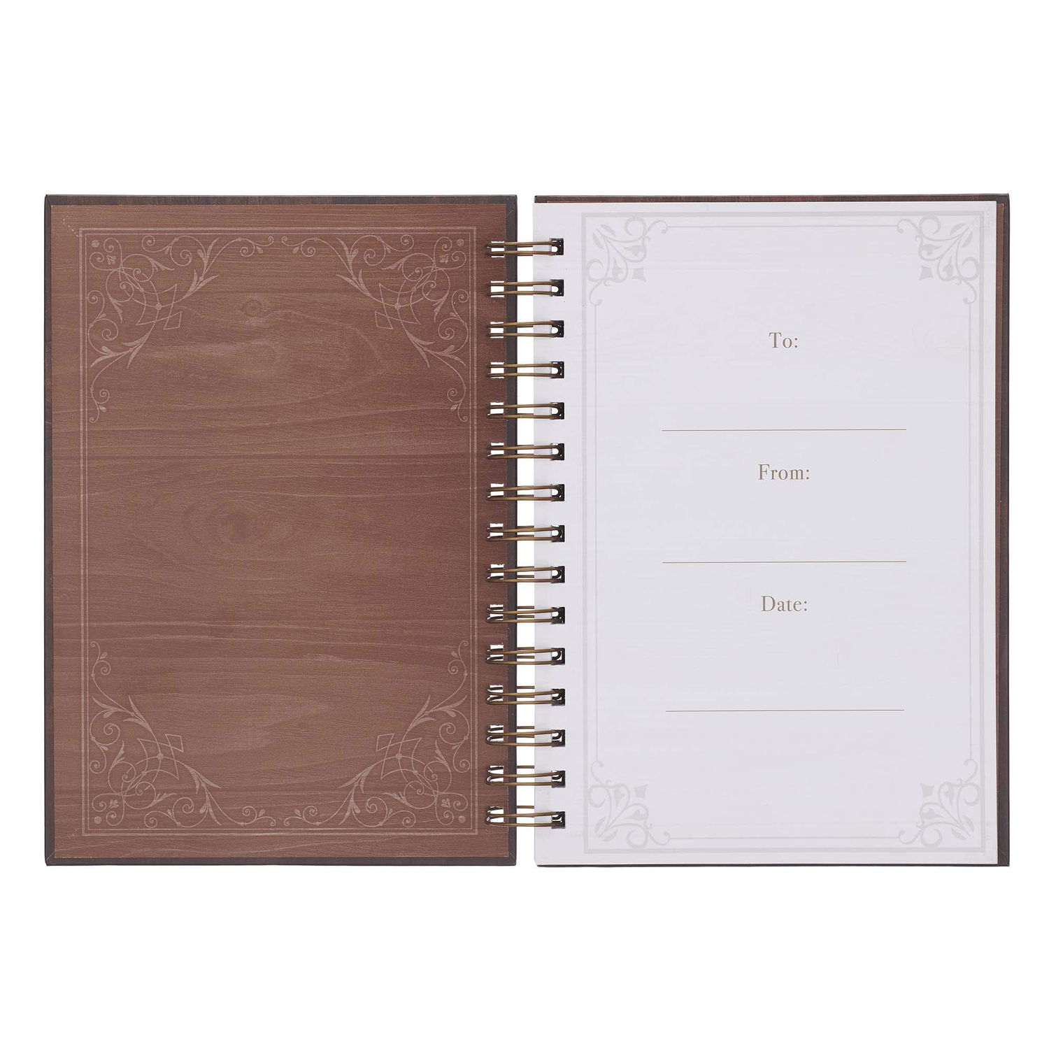 Christian Art Gifts Large Hardcover Notebook/Journal | Man of God – 1 Timothy 6:11 Bible Verse | Names of God Brown Inspirational Wire Bound Spiral Notebook w/192 Lined Pages, 6” x 8.25”