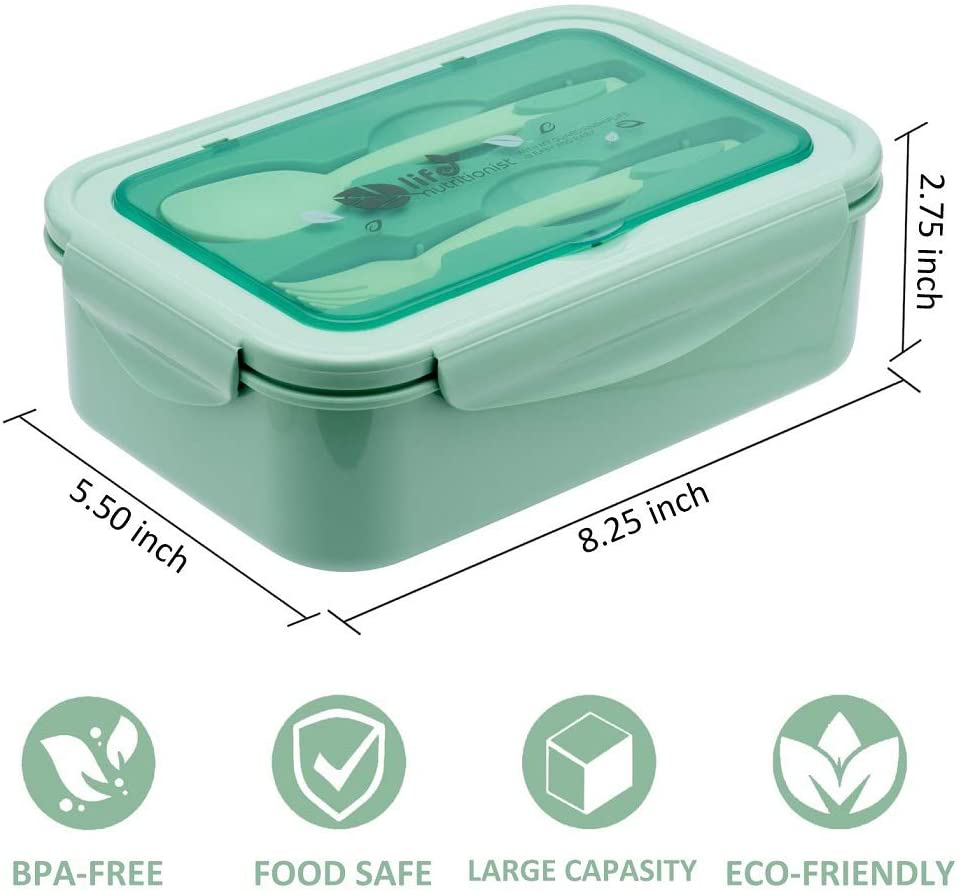 Bento Box for Adults and Kids - 1400ML Bento Box With Spoon & Fork - Durable, Leak-Proof for On-the-Go Meal, BPA-Free and Food-Safe Materials
