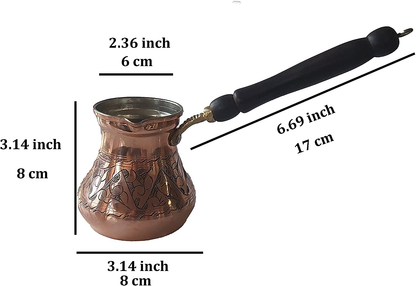 Turkish Coffee Pot, traditional coffee Maker, Hammered Copper Coffee Cezve, Small Pot, Stove Top Coffee Maker (200 ml (6.75 oz))