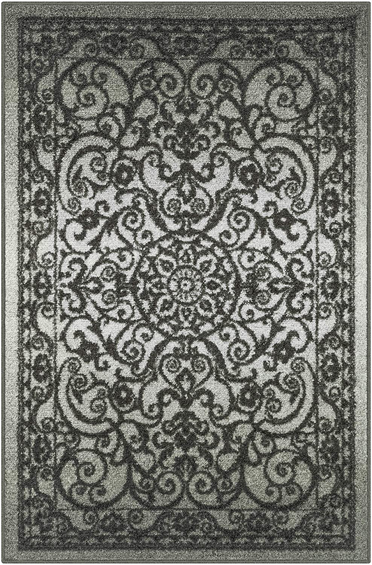 Maples Rugs Pelham Vintage Area Rugs for Living Room & Bedroom [Made in USA], 3'4 x 5, Grey Tonal