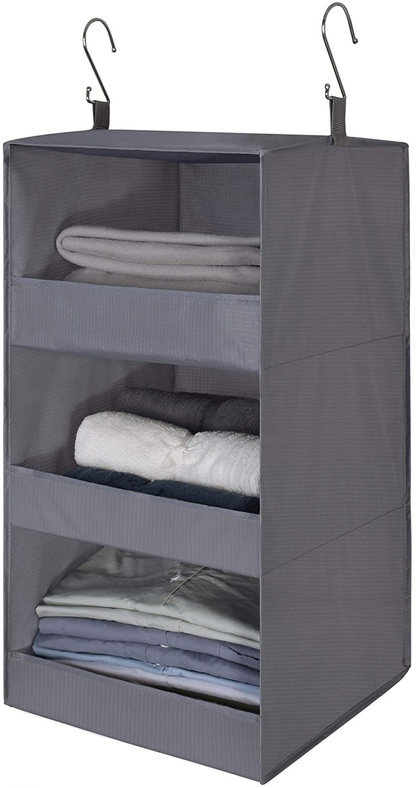 GRANNY SAYS 3-Shelf Hanging Closet Organizer, Collapsible Closet Hanging Shelves, Nursery Hanging Organizer, Pink, 23.6" H X 12.2" W X 12.2" D, 1-Pack