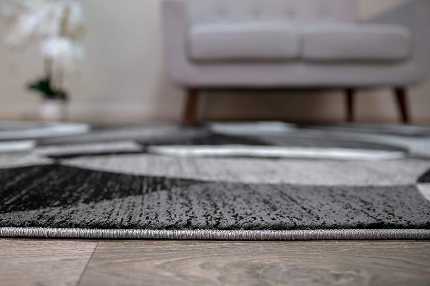 Contemporary Modern Circles Gray Area Rug Abstract 3'3" x 5'3"