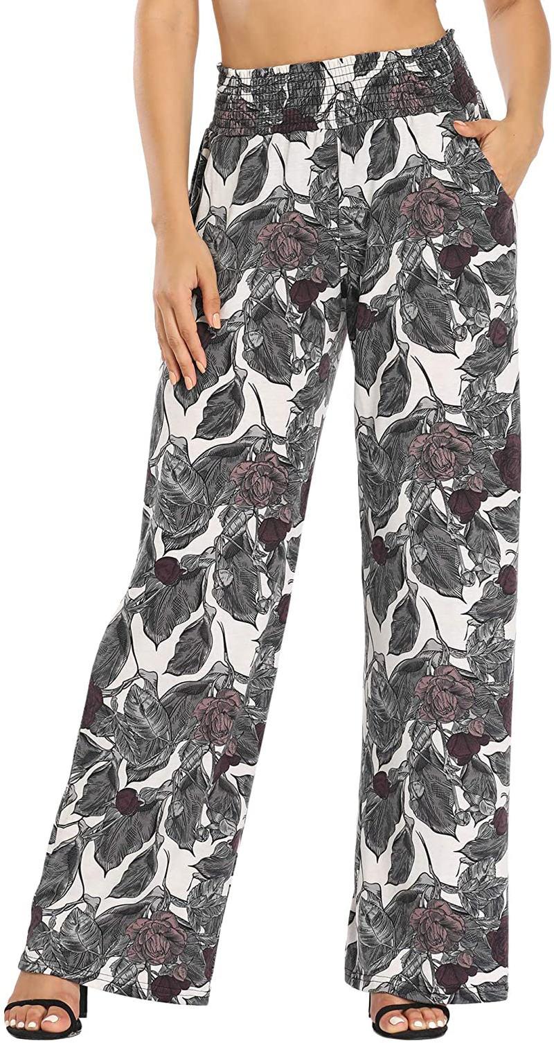 Urban CoCo Women's Boho Palazzo Pants Wide Leg Lounge Pants