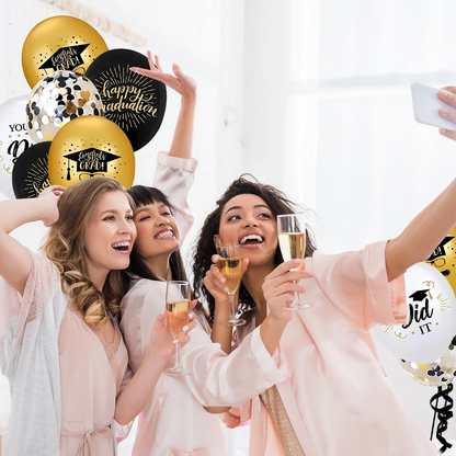 Pack of 75 Graduation Party Decoration Balloons with Balloon Ribbons