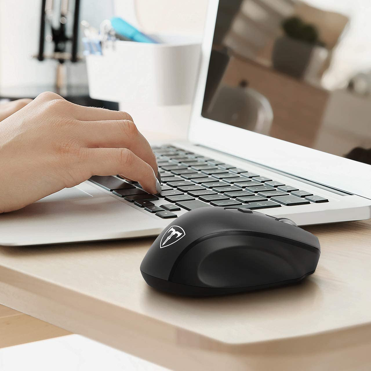 POLEYN Wireless Mouse for Laptop, Ergonomic Computer Mouse 2.4G with 5 Adjustable DPI Levels, 6 Buttons Cordless Mouse Wireless Mice USB Mouse for Laptop PC Notebook Windows Mac