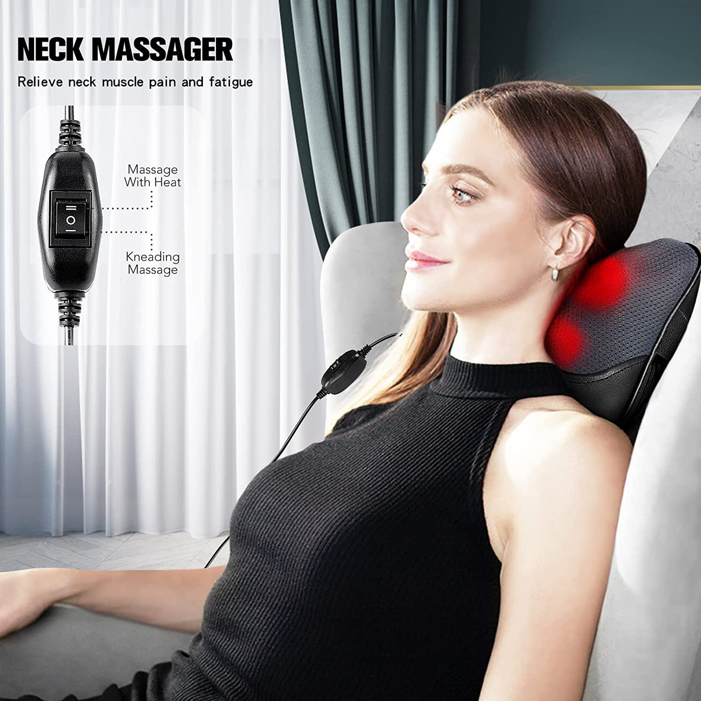 Neck and Back Massager Pillow, Shiatsu Kneading Massage with Heat for Shoulders, Lower Back, Waist, Legs, Foot and Full Body Muscle Pain Relief, VIKTOR JURGEN Unique Gifts for Men, Women