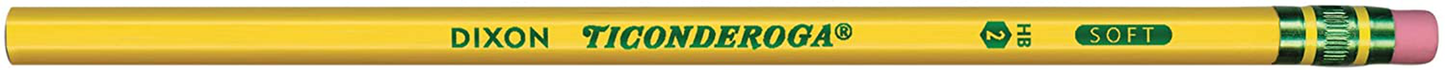 TICONDEROGA Pencils, Wood-Cased, Unsharpened, Graphite #2 HB Soft, Yellow, 96-Pack (13872)