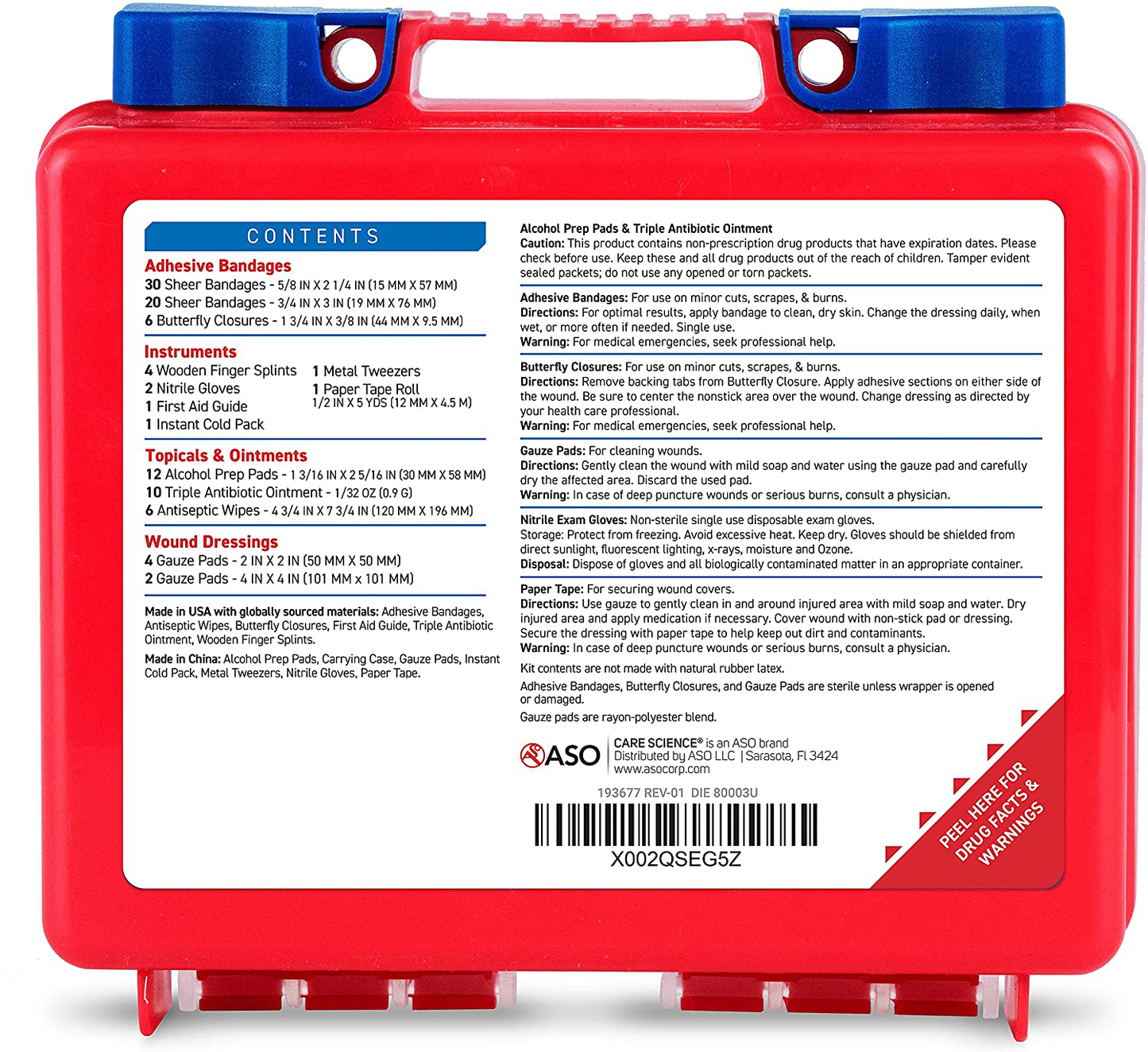 Care Science First Aid Kit, 100 Pieces | Professional Use for Travel, Work, School, Home, Car, Survival, Camping, Hiking, and More
