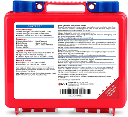 Care Science First Aid Kit, 100 Pieces | Professional Use for Travel, Work, School, Home, Car, Survival, Camping, Hiking, and More