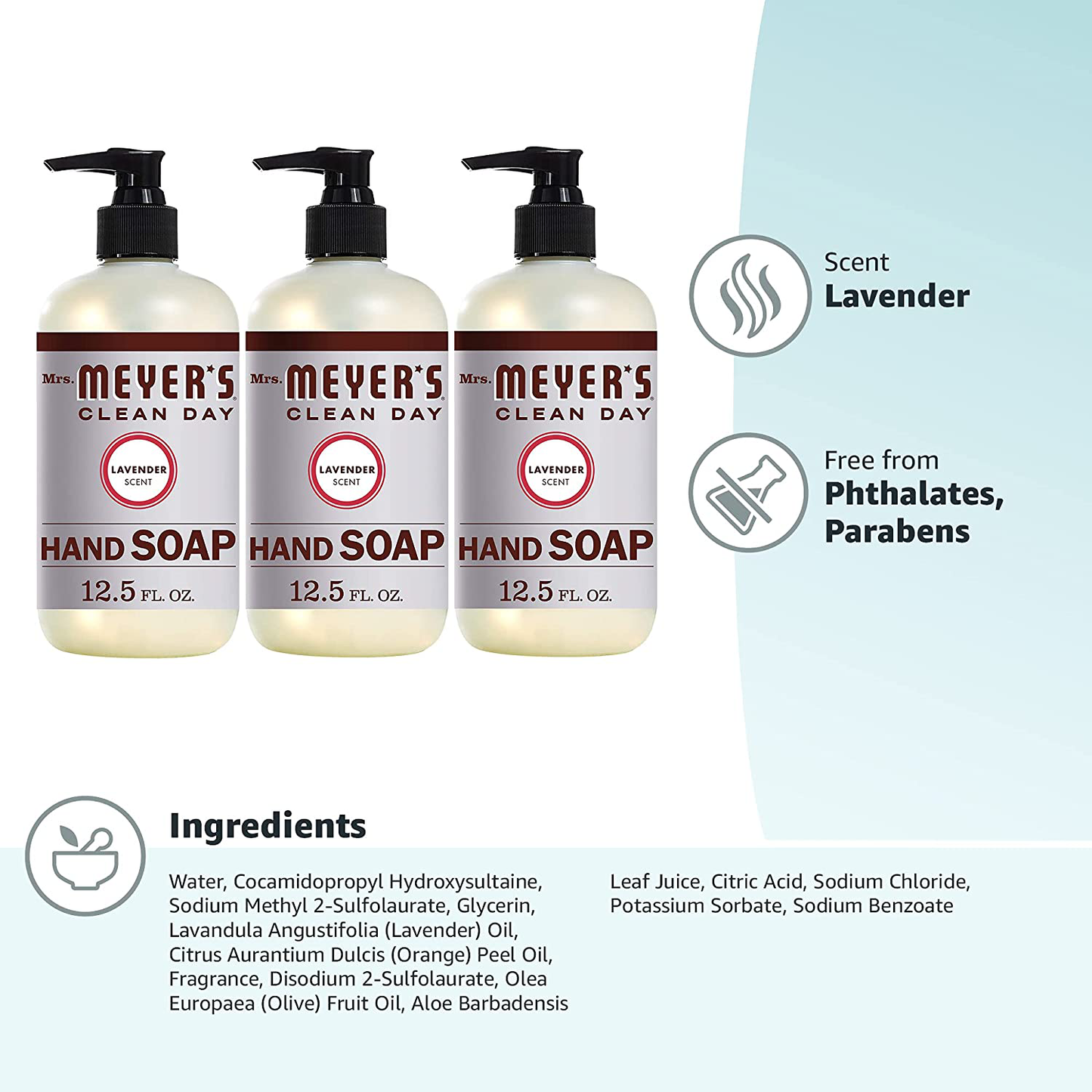 Mrs. Meyer's Clean Day Liquid Hand Soap Refill, Cruelty Free and Biodegradable Hand Wash Formula Made with Essential Oils, Lavender Scent, 33 oz