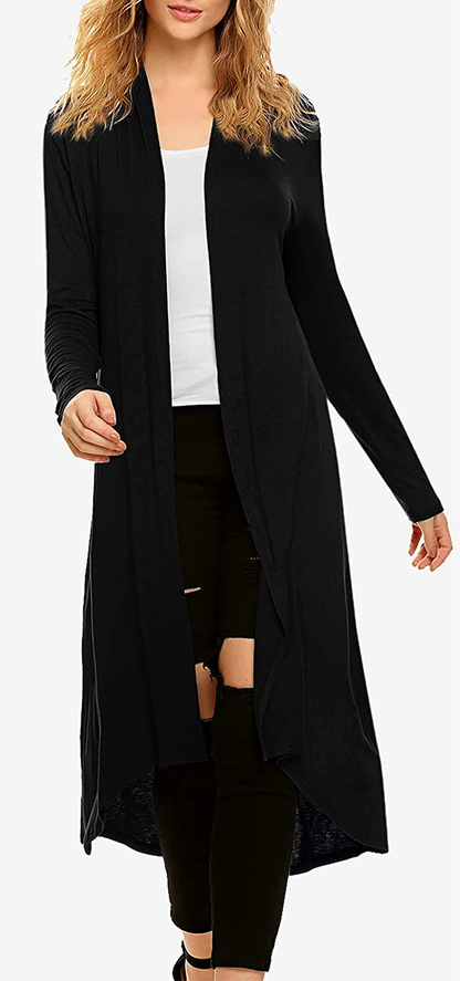 Women's Casual Long Open Front Drape Lightweight Duster High Low Hem Maxi Long Sleeve Cardigan(S-3XL)