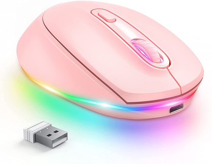 seenda Wireless Mouse, Ultra Silent Rechargeable Light Up LED Mouse with USB Receiver, Comfortable Cordless Mice and 3 Adjustable DPI for Laptop Computer Chromebook, Black
