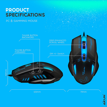Gaming Mouse Wired, 4 Adjustable DPI Levels, 7 Circular & Breathing LED Light Wired Mouse Used for Games and Office Laptop, PC, Mac