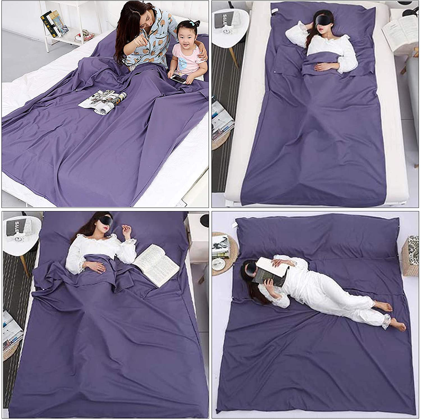 Camping Sleeping Bag Liner Lightweight Portable Clean Travel Sheet Sack for Hotel Train Trip Hiking Camping Outdoor Picnic