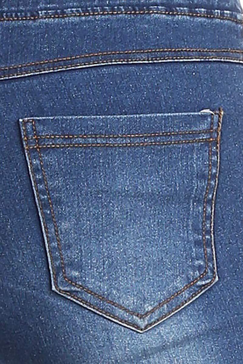 Jvini Women's Pull-On Ripped Destroyed Stretch Skinny Denim Jeggings Regular-Plus Size