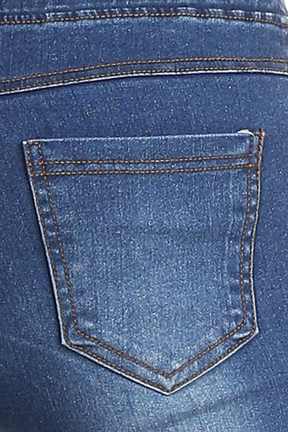 Jvini Women's Pull-On Ripped Destroyed Stretch Skinny Denim Jeggings Regular-Plus Size