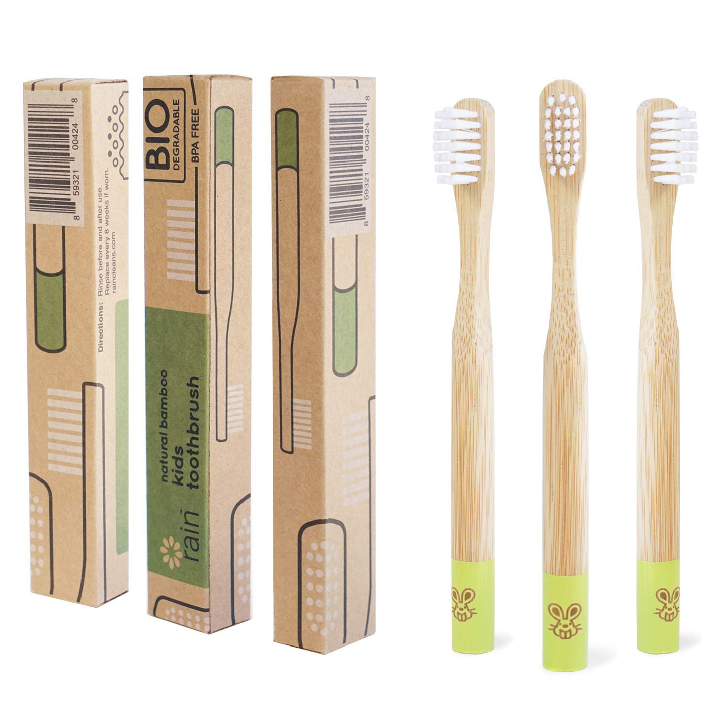 Rain Organic Bamboo Baby Toothbrush - 100% Safe Infant Toddler Kids Toothbrush 6 to 12 Months and Up, Natural BPA-Free Biodegradable Wood Toothbrush Extra Soft Bristles Children's Dental Care (1 Pack)
