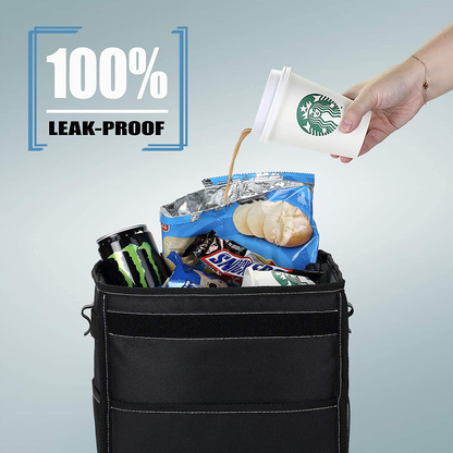 Knodel Car Trash Can, Waterproof Auto Garbage Bag, Car Trash Can with Lid, Leak-Proof Car Storage Bag, Auto Garbage Bag Hanging (Medium, Black)