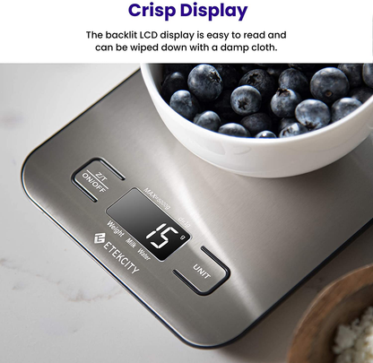 Etekcity Food Nutrition Kitchen Scale, Digital Grams and Ounces for Weight Loss, Baking, Cooking, Keto and Meal Prep, Large, 304 Stainless Steel