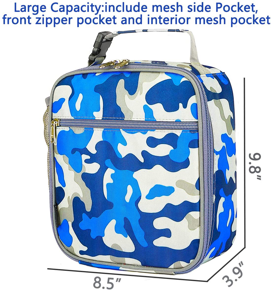 FlowFly Kids Lunch box Insulated Soft Bag Mini Cooler Back to School Thermal Meal Tote Kit for Girls, Boys, Space