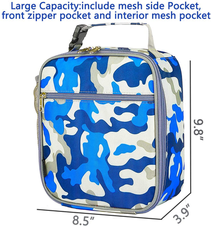 FlowFly Kids Lunch box Insulated Soft Bag Mini Cooler Back to School Thermal Meal Tote Kit for Girls, Boys, Space