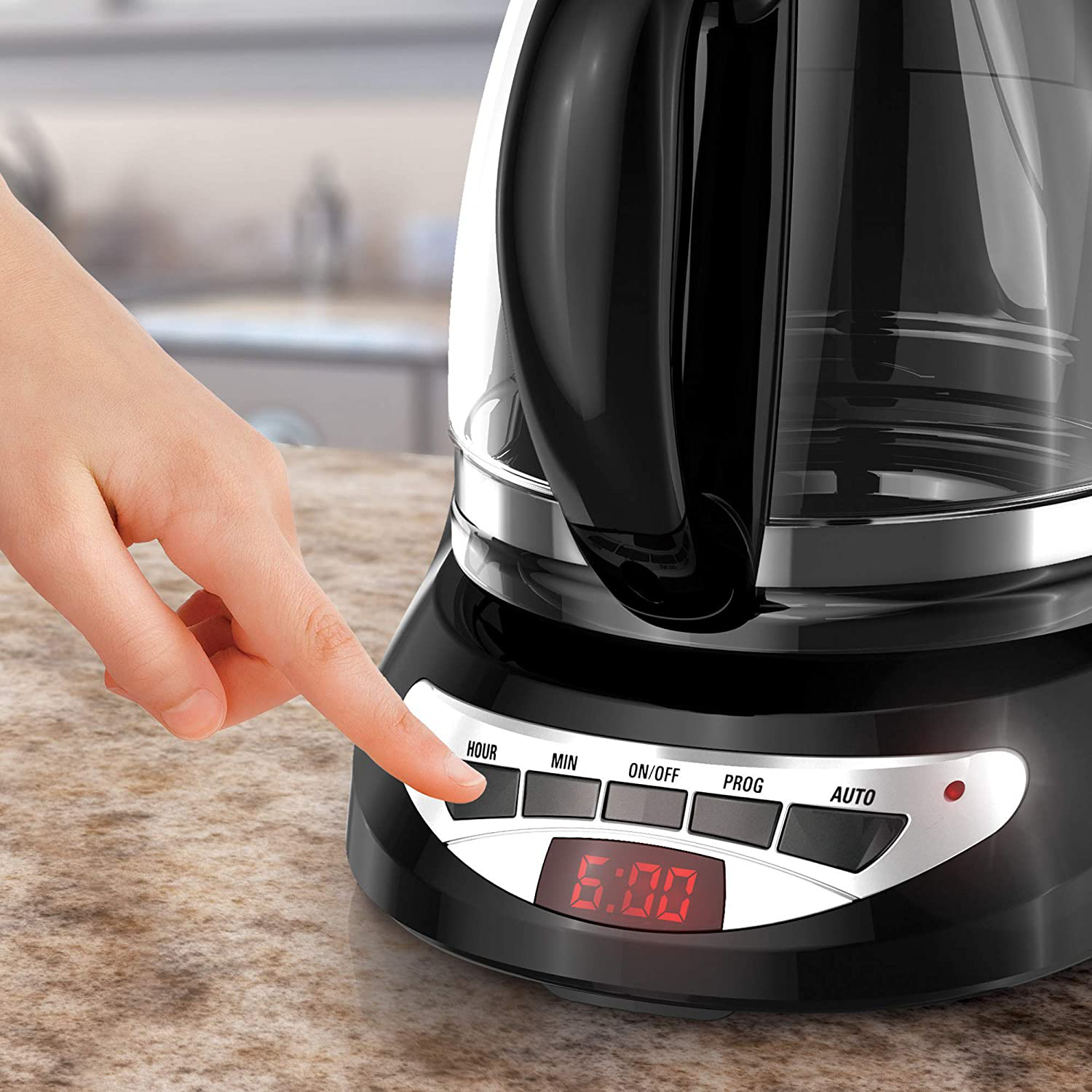 Black & Decker DCM100B 12-Cup Programmable Coffeemaker with Glass Carafe, Black