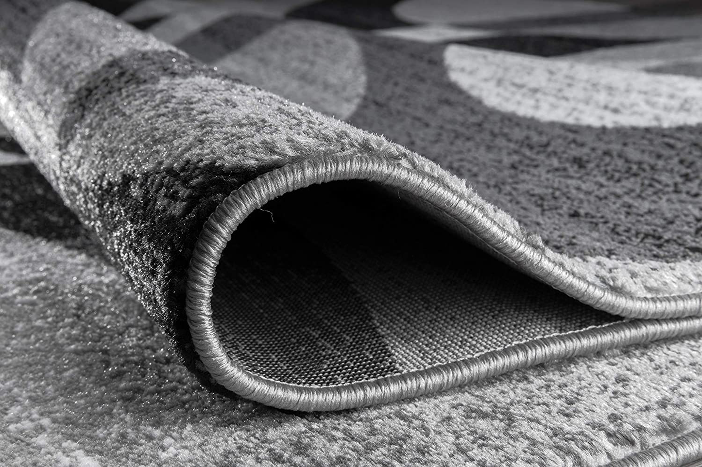 Contemporary Modern Circles Gray Area Rug Abstract 2' x 3'
