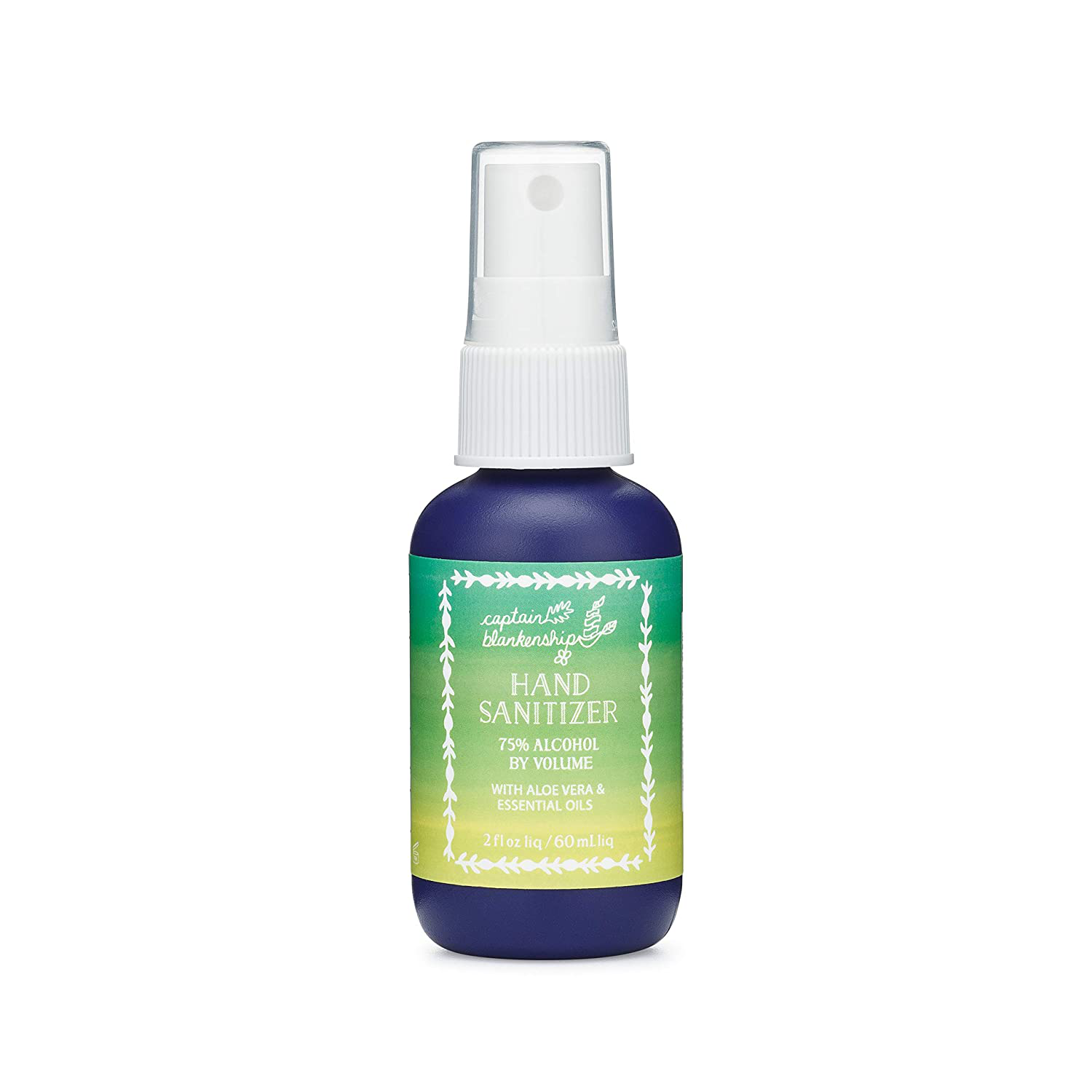 Captain Blankenship Hand Sanitizer Spray, Formulated with 75% Ethyl Alcohol, Essential Oils and Aloe Vera, Travel Size, 2 Ounce, 1 Count